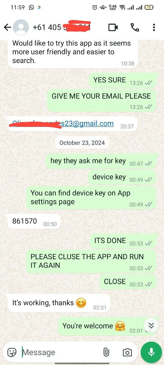 A series of WhatsApp chat conversations discussing IPTV services. The first conversation covers details about a one-year, four-device IPTV subscription, including the need for the MAC ID and device key for activation. The second conversation involves troubleshooting IPTV issues, with support offering to remove unwanted channels. The third chat features a customer asking about IPTVShark services after being recommended by a colleague, questioning the discrepancy between the logo shown in the app and the one on the website.