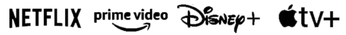 Logos of popular streaming services including Netflix, Prime Video, Disney+, and Apple TV+ displayed in a minimalist black design. These platforms offer premium entertainment, similar to IPTV FOX, which provides access to a vast library of movies, TV shows, and live channels for an enhanced streaming experience."